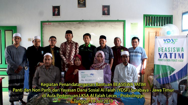 YDSF SALURKAN BEASISWA YATIM SENILAI 63 JUTA KEPADA 12 LKSA DI PROBOLINGGO